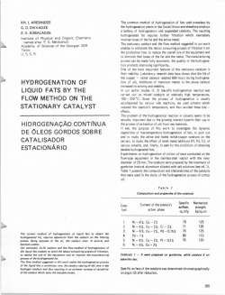 hydrogenation of liquid fats by the flow method on the stationary