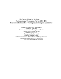 McCombs School of Business Undergraduate Curriculum Review