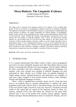 Meru Dialects: The Linguistic Evidence