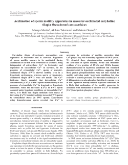 Acclimation of sperm motility apparatus in seawater