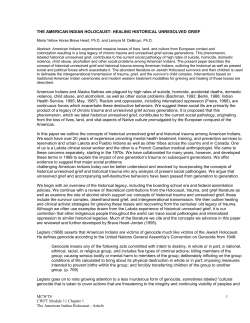 the american indian holocaust: healing historical unresolved grief