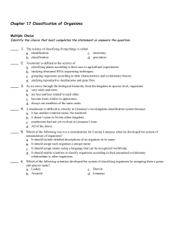 Chapter 17 Classification of Organisms
