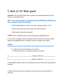I. Role of Oil Web quest