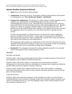 Summer Reading Assignment Rational 1. Book: Brave New World