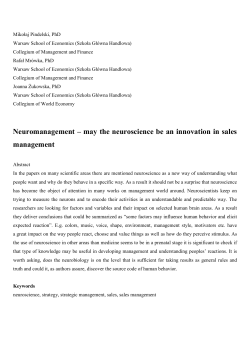 Neuromanagement – may the neuroscience be an innovation