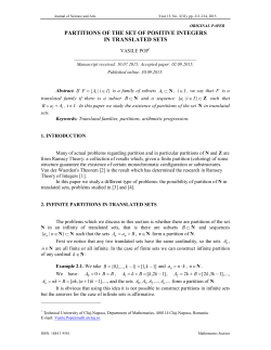 partitions of the set of positive integers in translated sets