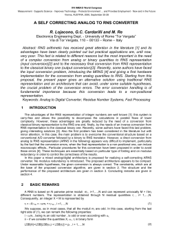 A SELF CORRECTING ANALOG TO RNS CONVERTER R