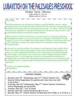 Parshat: Tazria - Metzora - Lubavitch on the Palisades