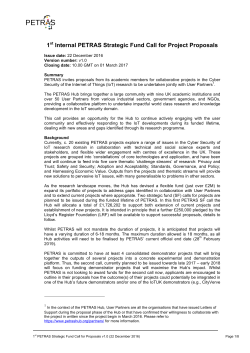 PETRAS 1st SF call document v1.0 - 22 Dec 2016