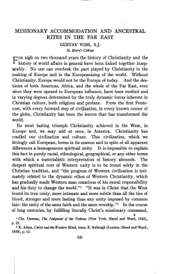 Missionary Accommodation and Ancestral Rites in the Far East