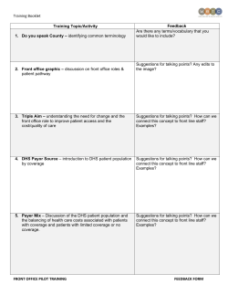 Training Booklet FRONT OFFICE PILOT TRAINING FEEDBACK