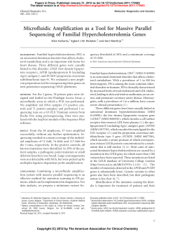 Microfluidic Amplification as a Tool for Massive Parallel Sequencing