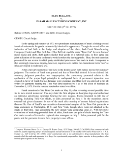 1 BLUE BELL, INC. v. FARAH MANUFACTURING COMPANY, INC