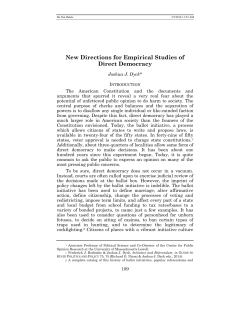 New Directions for Empirical Studies of Direct Democracy
