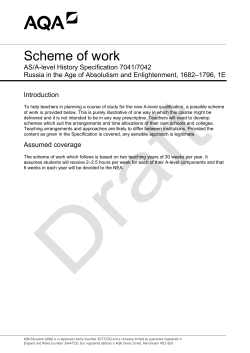 AS and A-level History Scheme of work Paper 1E