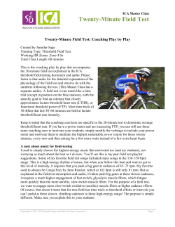 Twenty-Minute Field Test - Indoor Cycling Association