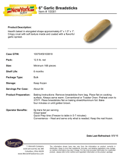 Marzetti Product Nutrition Information Template