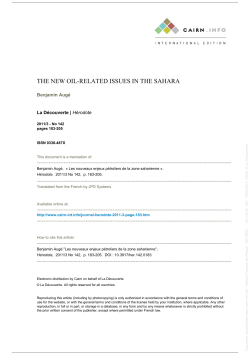 THE NEW OIL-RELATED ISSUES IN THE SAHARA