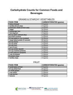 Carbohydrate Counts for Common Foods and Beverages