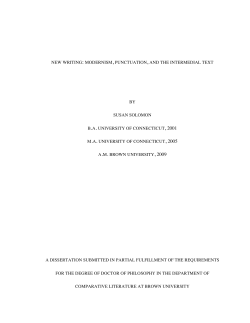 NEW WRITING: MODERNISM, PUNCTUATION, AND THE