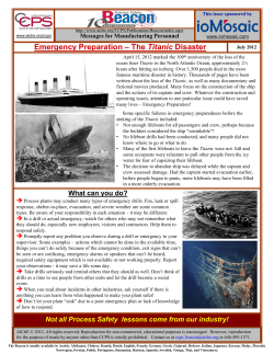 Emergency Preparation &ndash; The Titanic Disaster