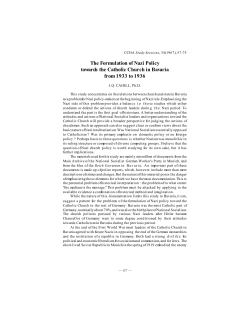The Formulation of Nazi Policy towards the Catholic Church in