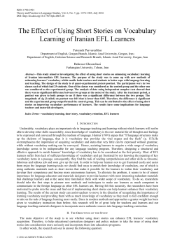 The Effect of Using Short Stories on Vocabulary Learning of Iranian