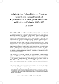 Administering Colonial Science: Nutrition Research and Human