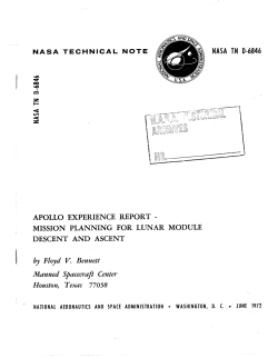 APOLLO EXPERIENCE REPORT - MISSION PLANNING FOR