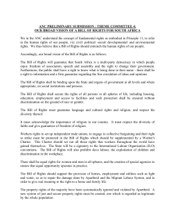 ANC PRELIMINARY SUBMISSION : THEME COMMITTEE 4: OUR