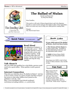 The Ballad of Mulan - Town of Mansfield, CT