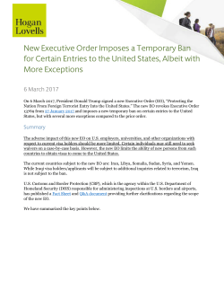 New Executive Order Imposes a Temporary Ban for
