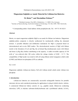 Magnesium Sulphide as Anode Material for Lithium-Ion
