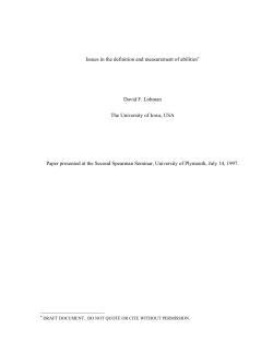 Issues in the Definition and Measurement of Abilities