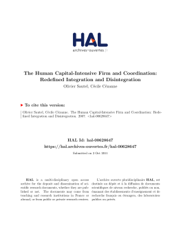 The Human Capital-Intensive Firm and Coordination - Hal-SHS