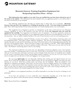 Mountain Gateway Training Expedition Equipment List