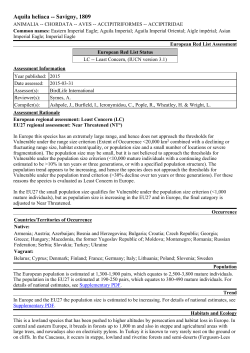 European Red List of Birds 2015