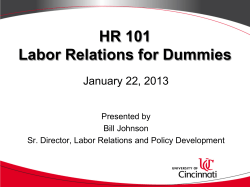 HR 101 Labor Relations for Dummies