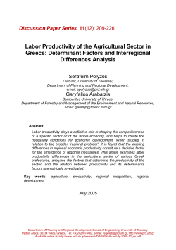 Labor Productivity of the Agricultural Sector in Greece: Determinant