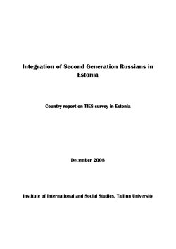 Integration of Second Generation Russians in Estonia