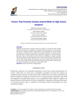 Factors That Promote Anxiety toward Math on High School Students