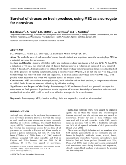 Survival of viruses on fresh produce, using MS2 as a surrogate for