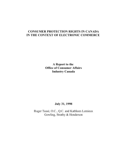 CONSUMER PROTECTION RIGHTS IN CANADA IN