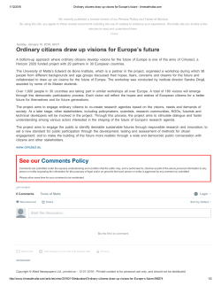 See our Comments Policy Ordinary citizens draw up visions for