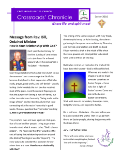 Crossroads` Chronicle - Crossroads United Church