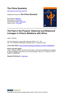 The China Quarterly The Past in the Present: Historical and