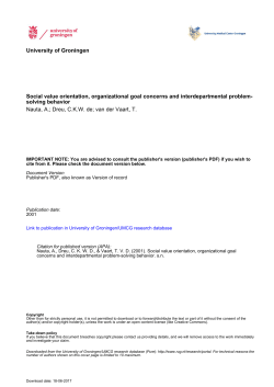 University of Groningen Social value orientation, organizational goal