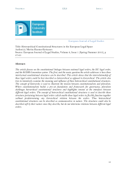 Heterarchical Constitutional Structures in the European Legal Space