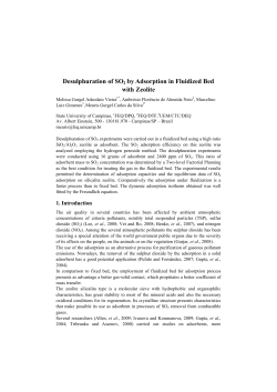 Desulphuration of SO2 by Adsorption in Fluidized Bed with Zeolite