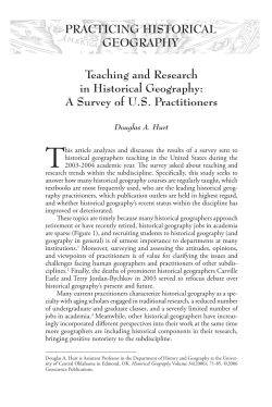 pracTiciNG HisTorical GEoGrapHy Teaching and research in